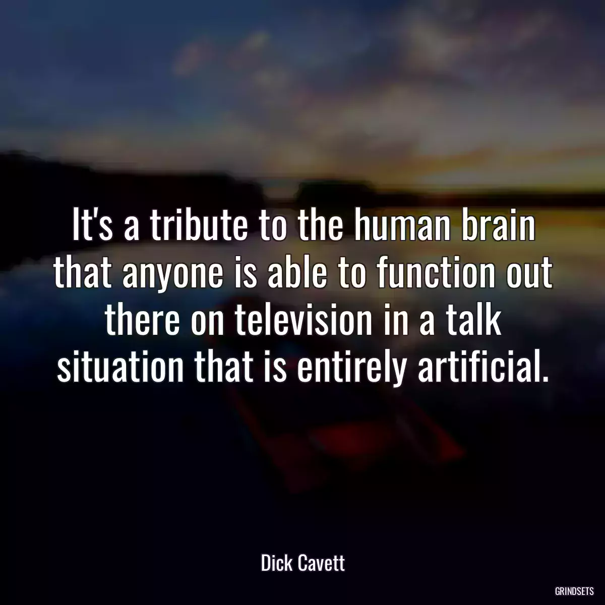 It\'s a tribute to the human brain that anyone is able to function out there on television in a talk situation that is entirely artificial.