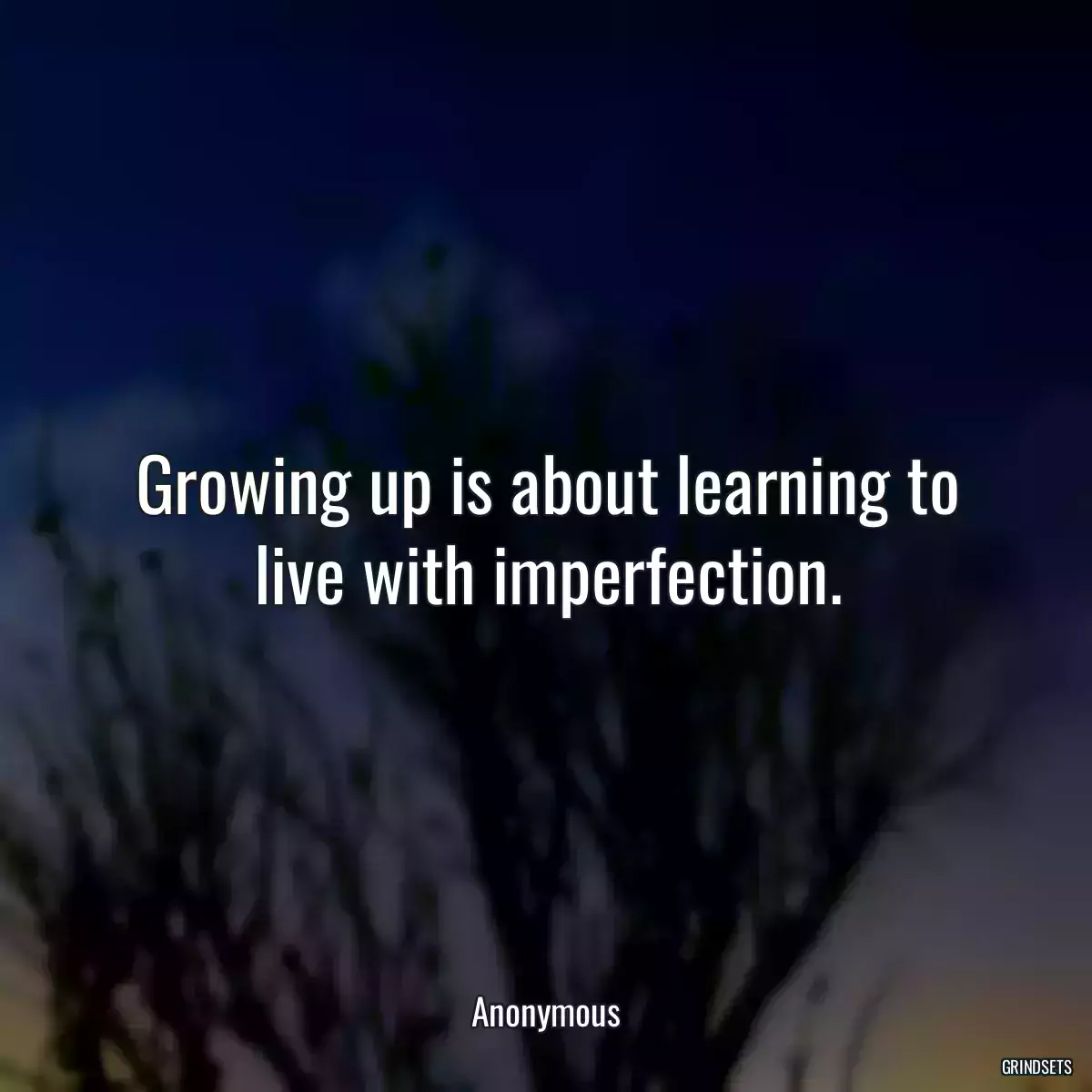 Growing up is about learning to live with imperfection.