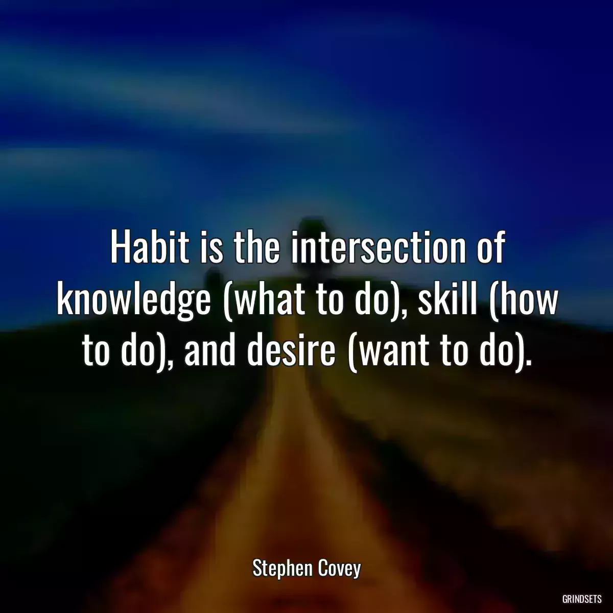 Habit is the intersection of knowledge (what to do), skill (how to do), and desire (want to do).