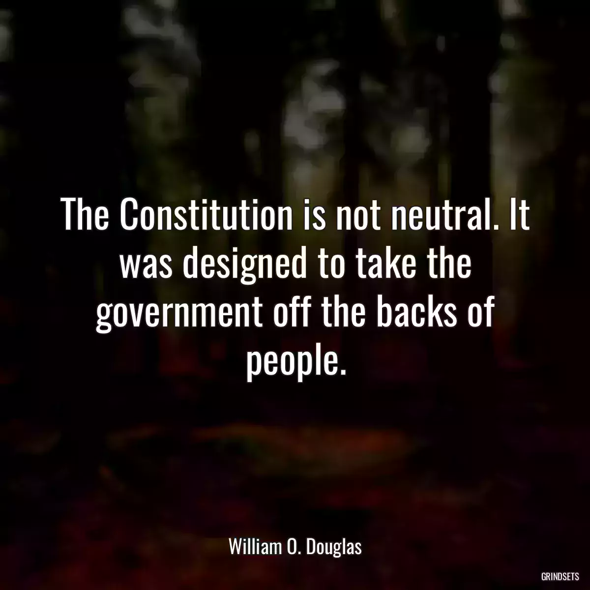 The Constitution is not neutral. It was designed to take the government off the backs of people.