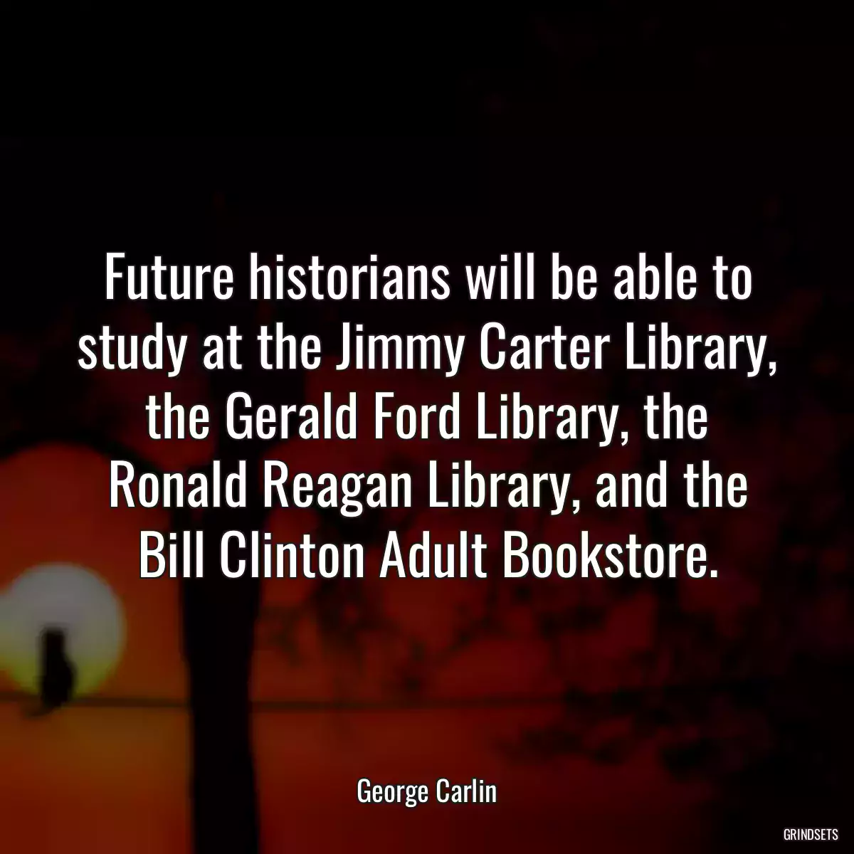 Future historians will be able to study at the Jimmy Carter Library, the Gerald Ford Library, the Ronald Reagan Library, and the Bill Clinton Adult Bookstore.