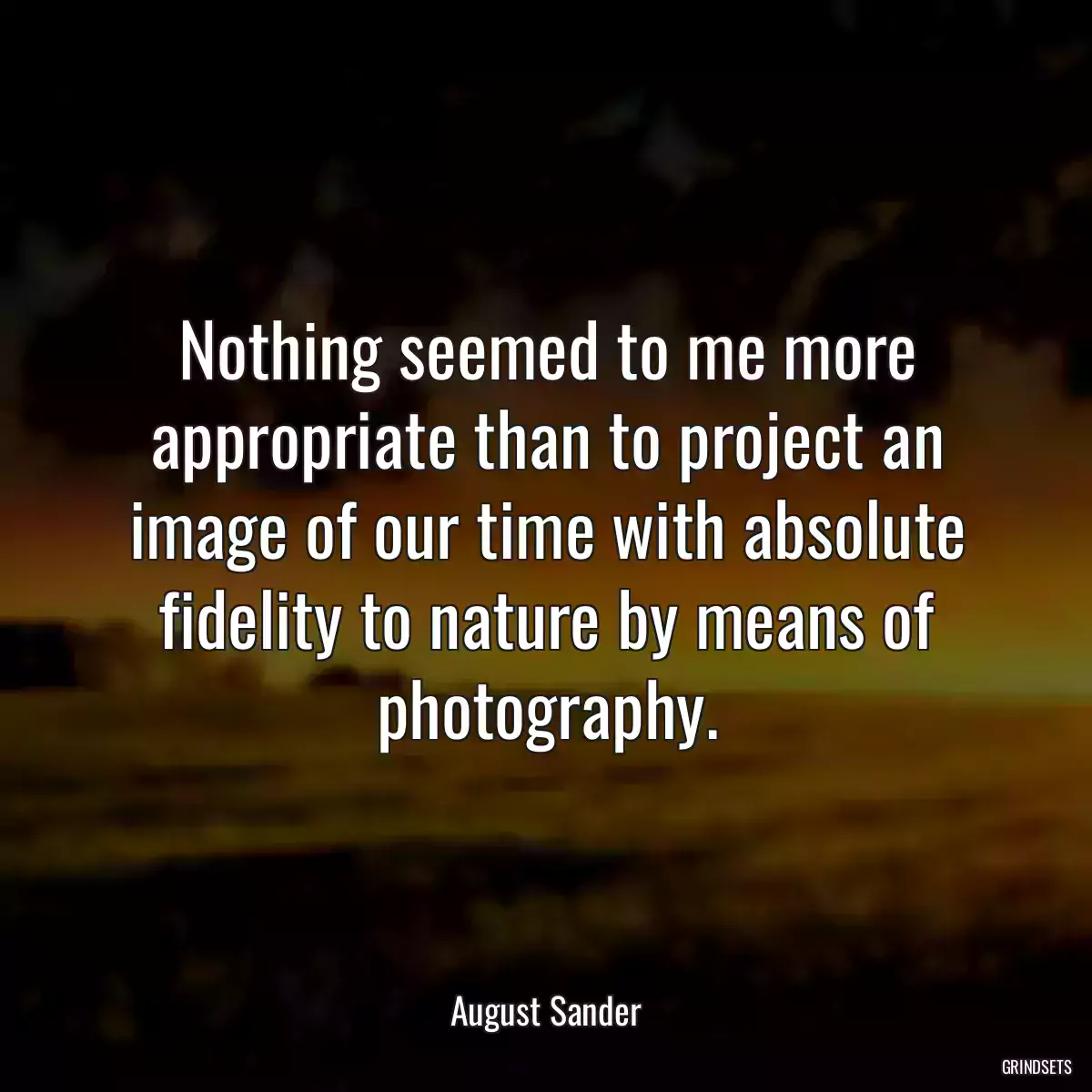 Nothing seemed to me more appropriate than to project an image of our time with absolute fidelity to nature by means of photography.