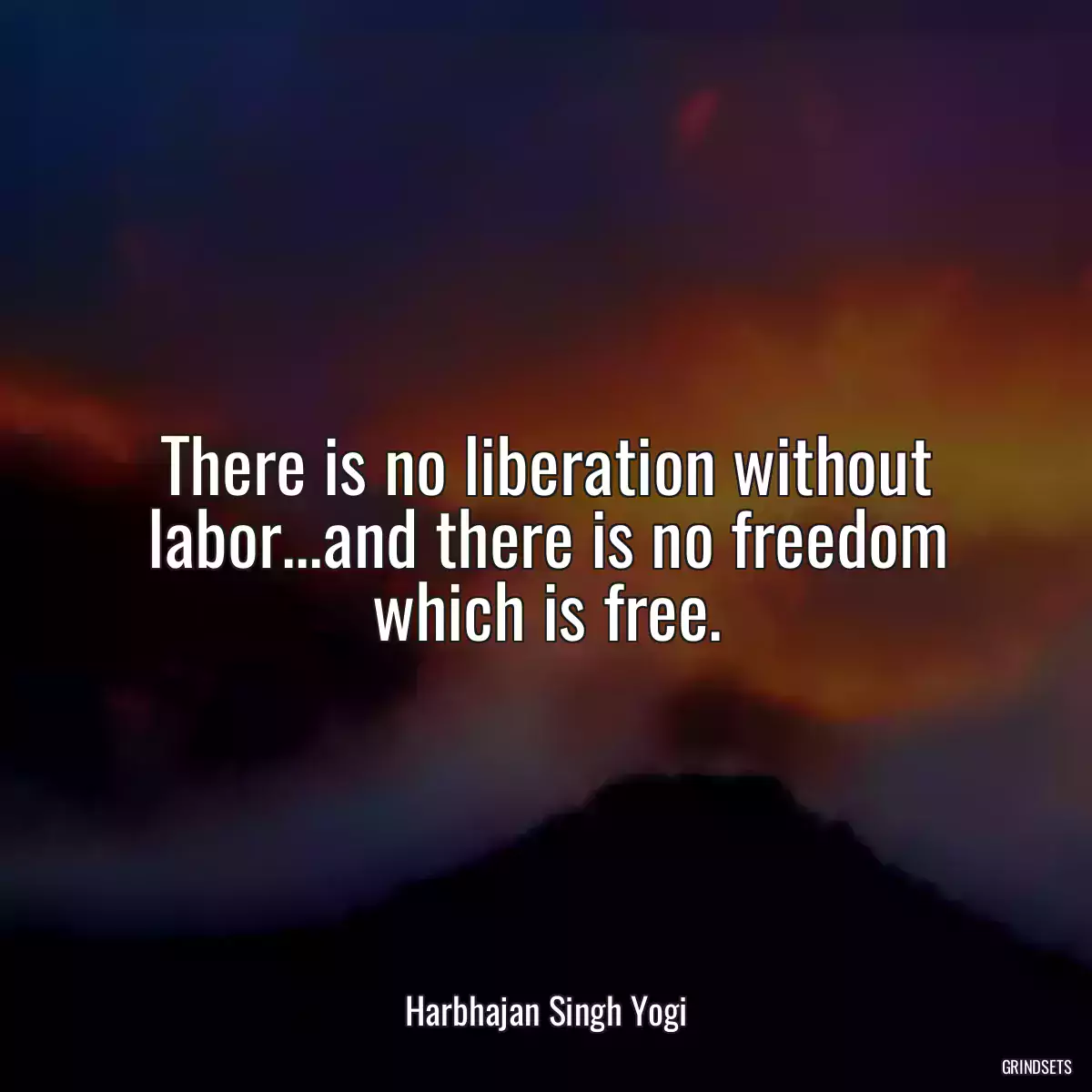 There is no liberation without labor...and there is no freedom which is free.