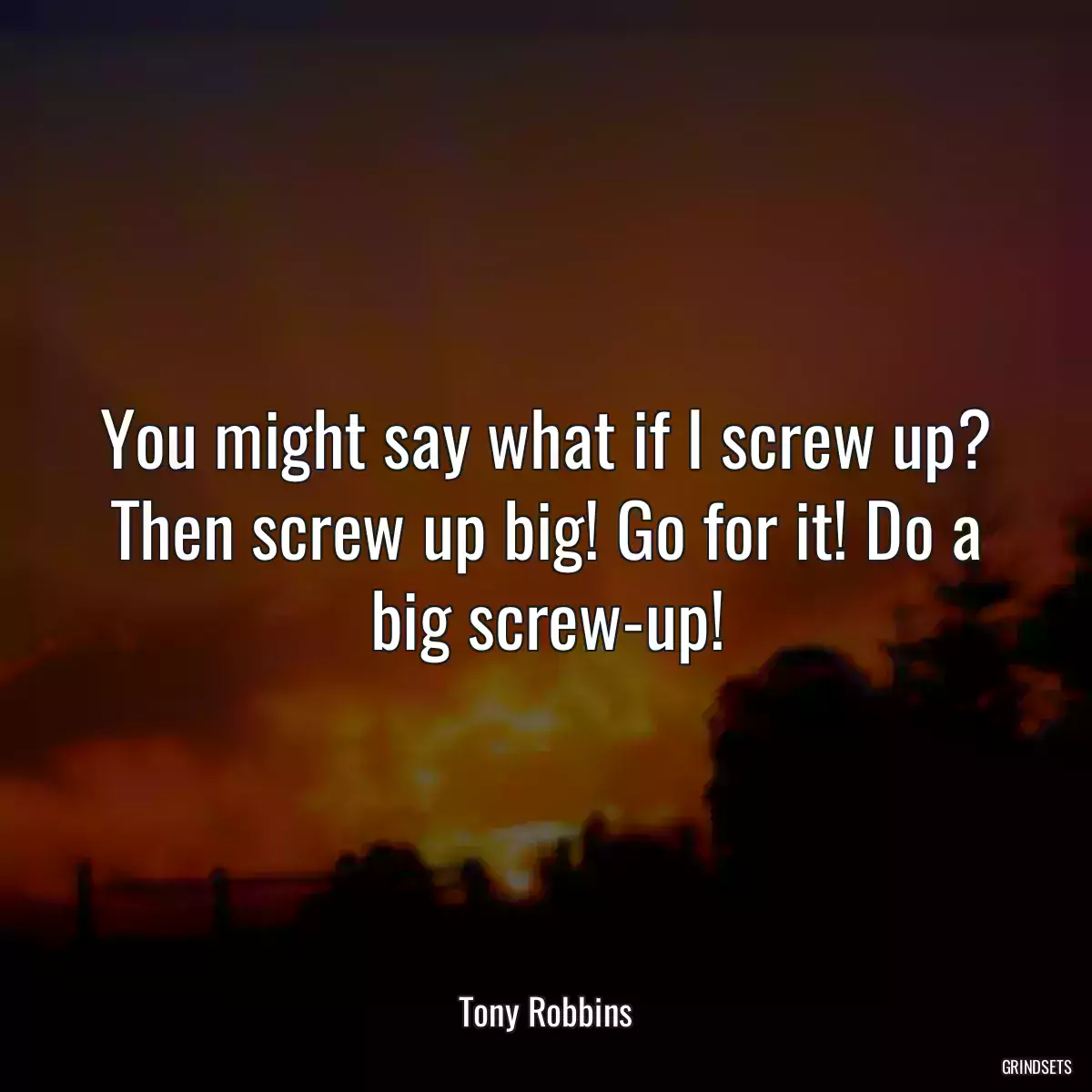 You might say what if I screw up? Then screw up big! Go for it! Do a big screw-up!