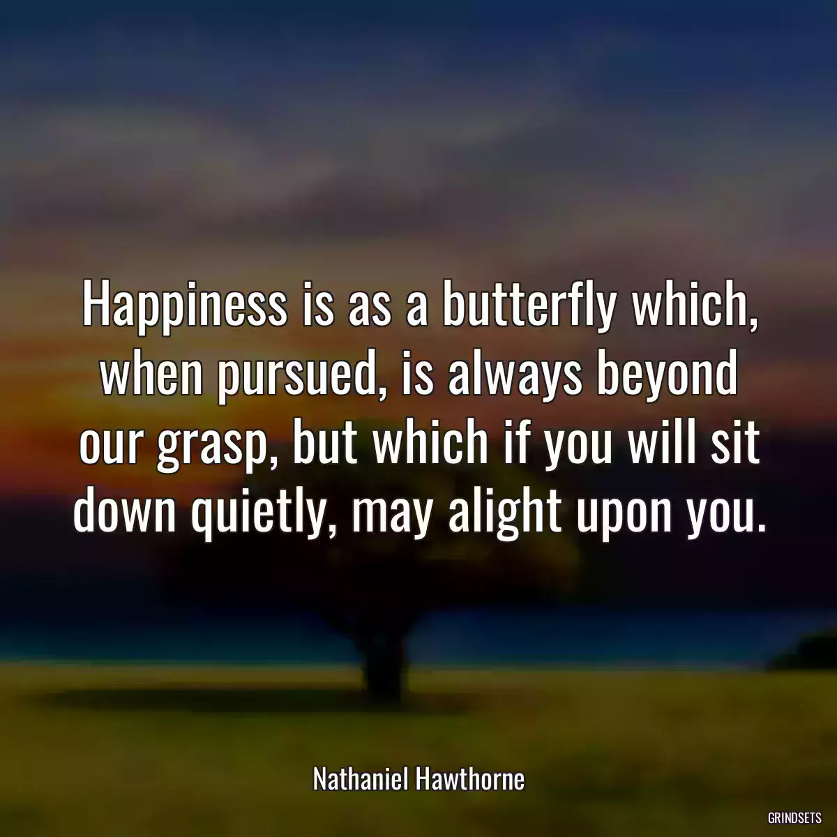 Happiness is as a butterfly which, when pursued, is always beyond our grasp, but which if you will sit down quietly, may alight upon you.