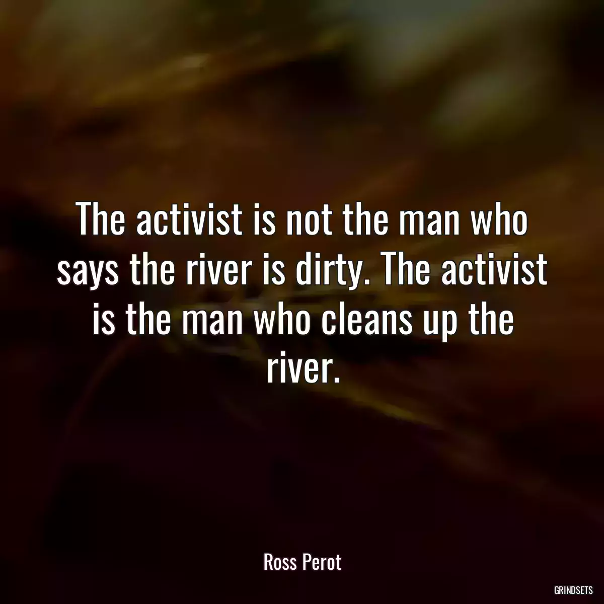 The activist is not the man who says the river is dirty. The activist is the man who cleans up the river.