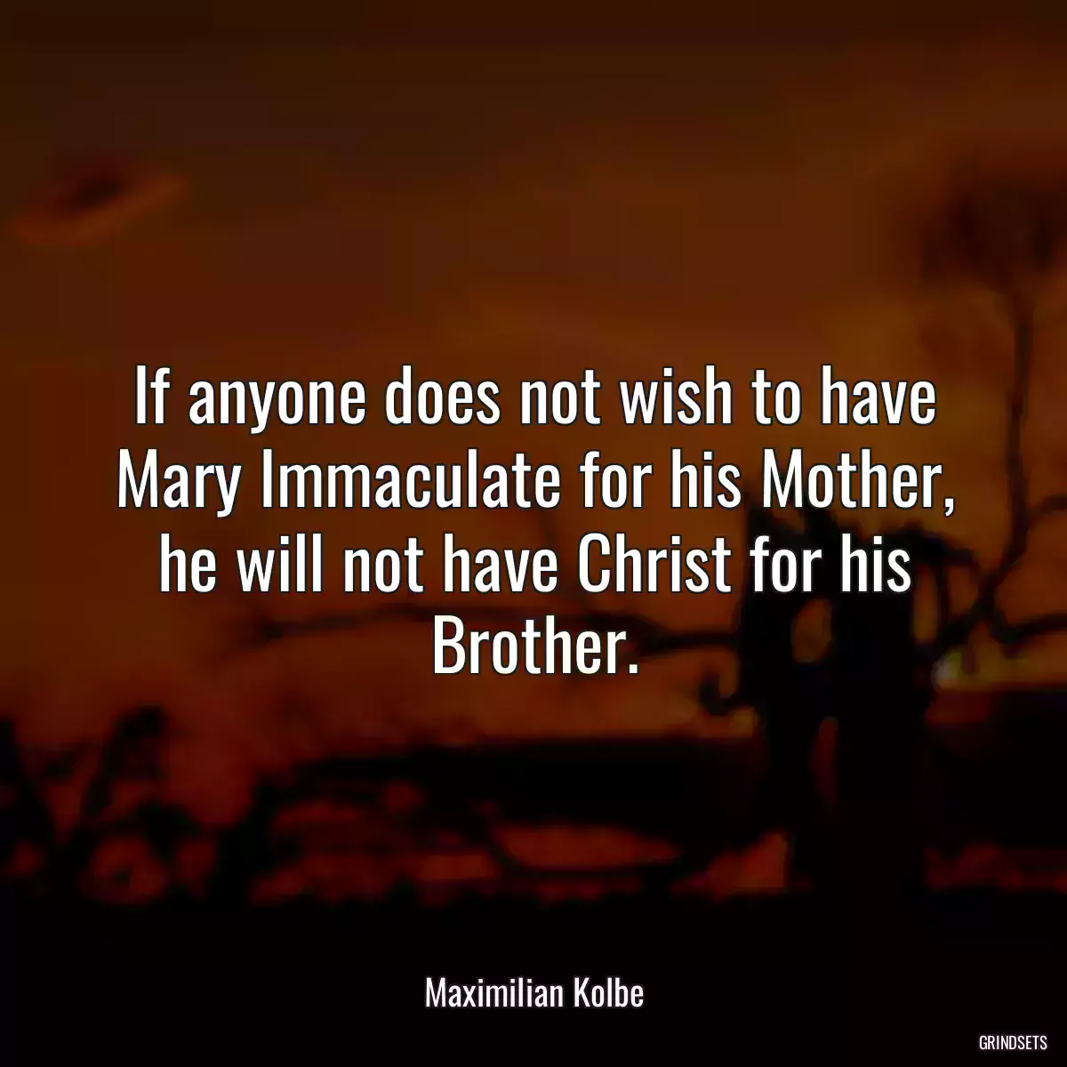 If anyone does not wish to have Mary Immaculate for his Mother, he will not have Christ for his Brother.