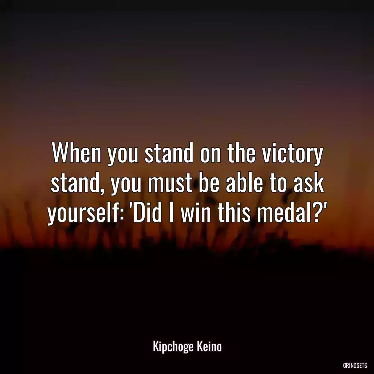 When you stand on the victory stand, you must be able to ask yourself: \'Did I win this medal?\'