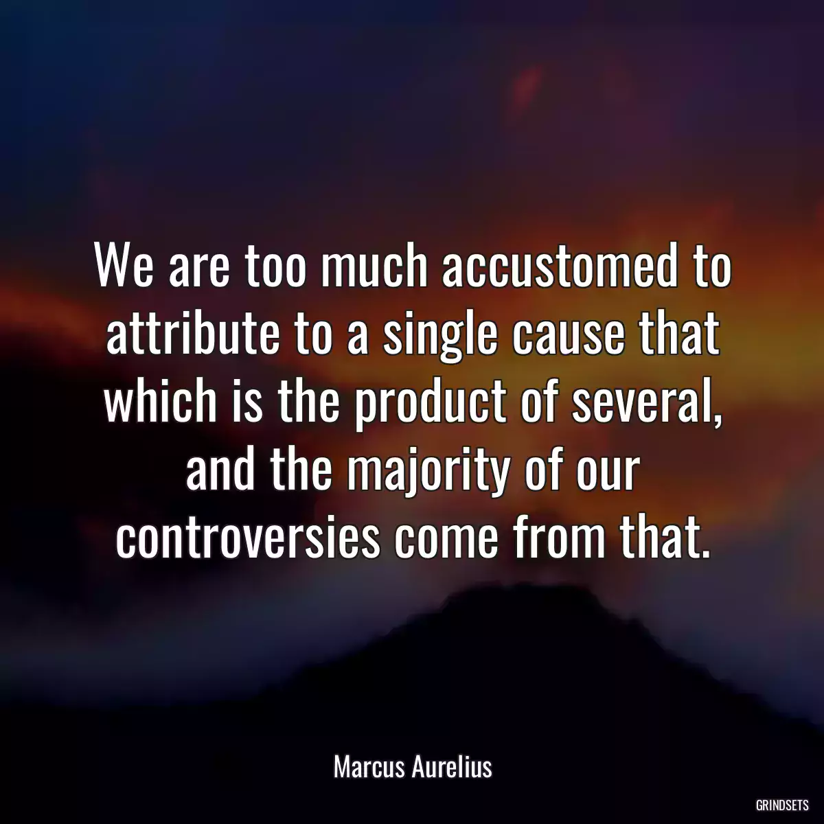 We are too much accustomed to attribute to a single cause that which is the product of several, and the majority of our controversies come from that.