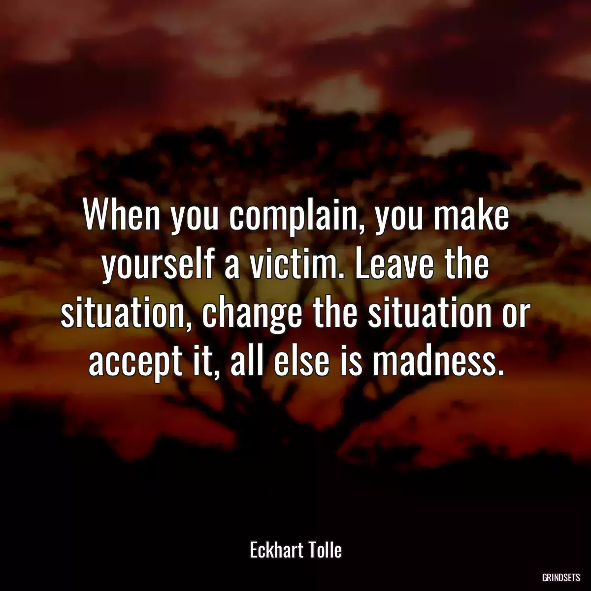 When you complain, you make yourself a victim. Leave the situation, change the situation or accept it, all else is madness.