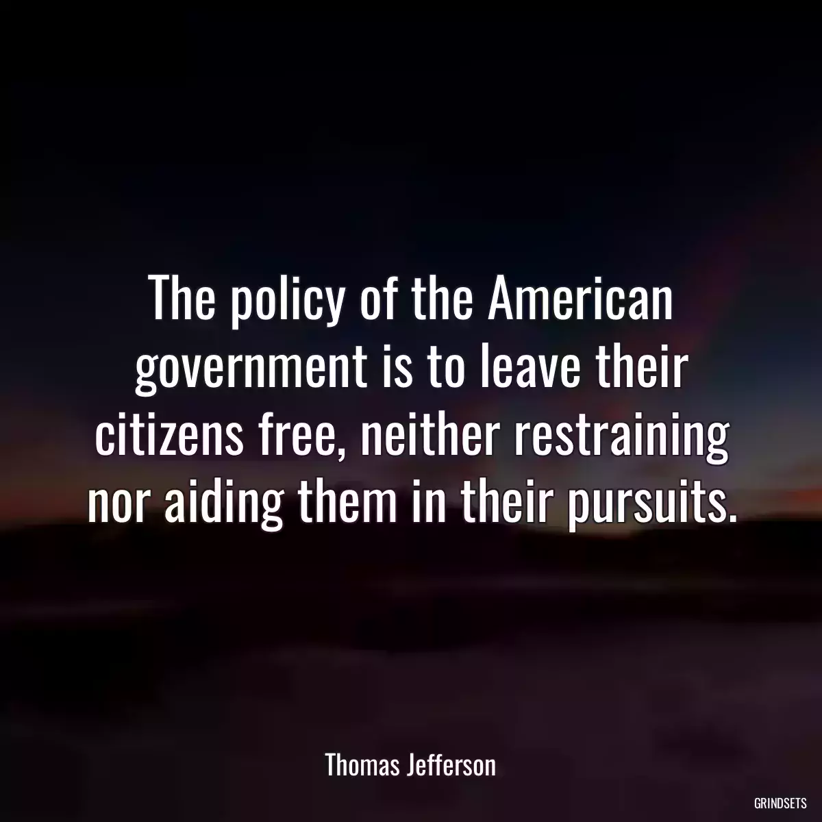 The policy of the American government is to leave their citizens free, neither restraining nor aiding them in their pursuits.