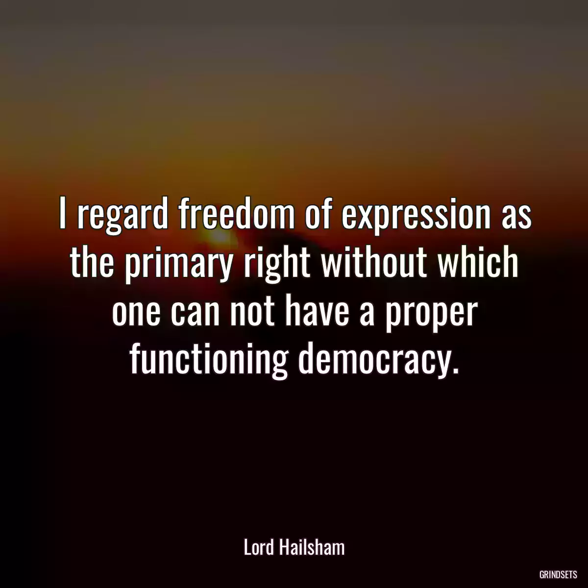 I regard freedom of expression as the primary right without which one can not have a proper functioning democracy.