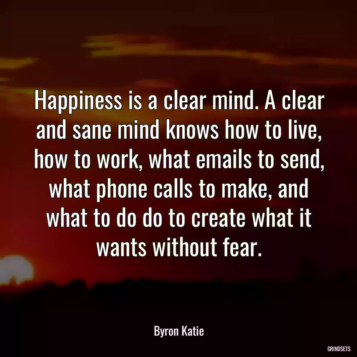 Happiness is a clear mind. A clear and sane mind knows how to live, how to work, what emails to send, what phone calls to make, and what to do do to create what it wants without fear.