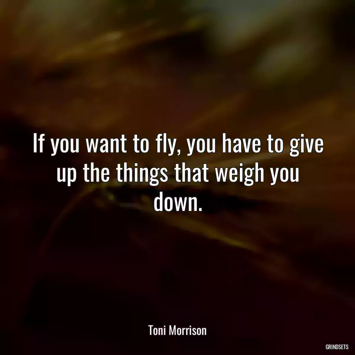 If you want to fly, you have to give up the things that weigh you down.