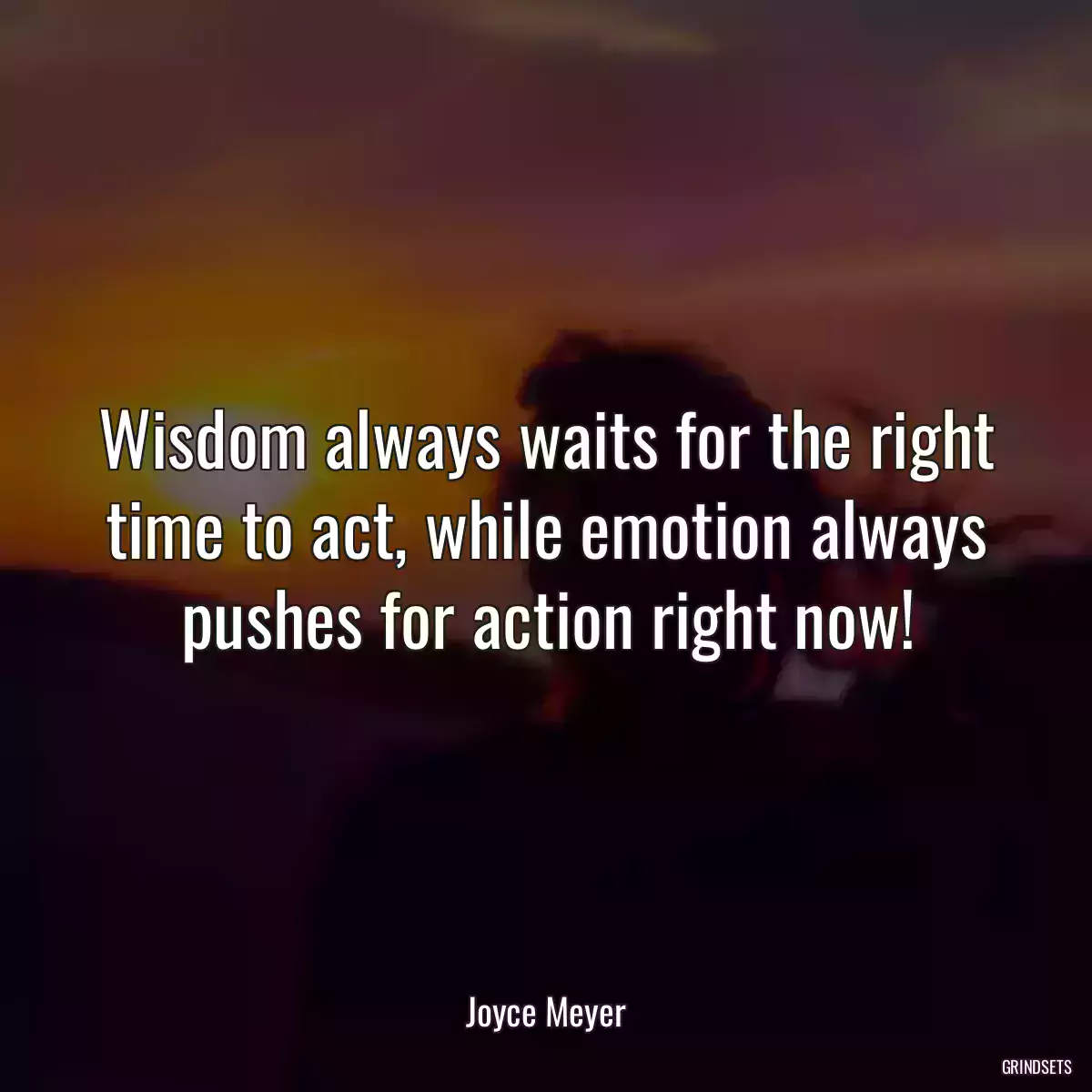 Wisdom always waits for the right time to act, while emotion always pushes for action right now!