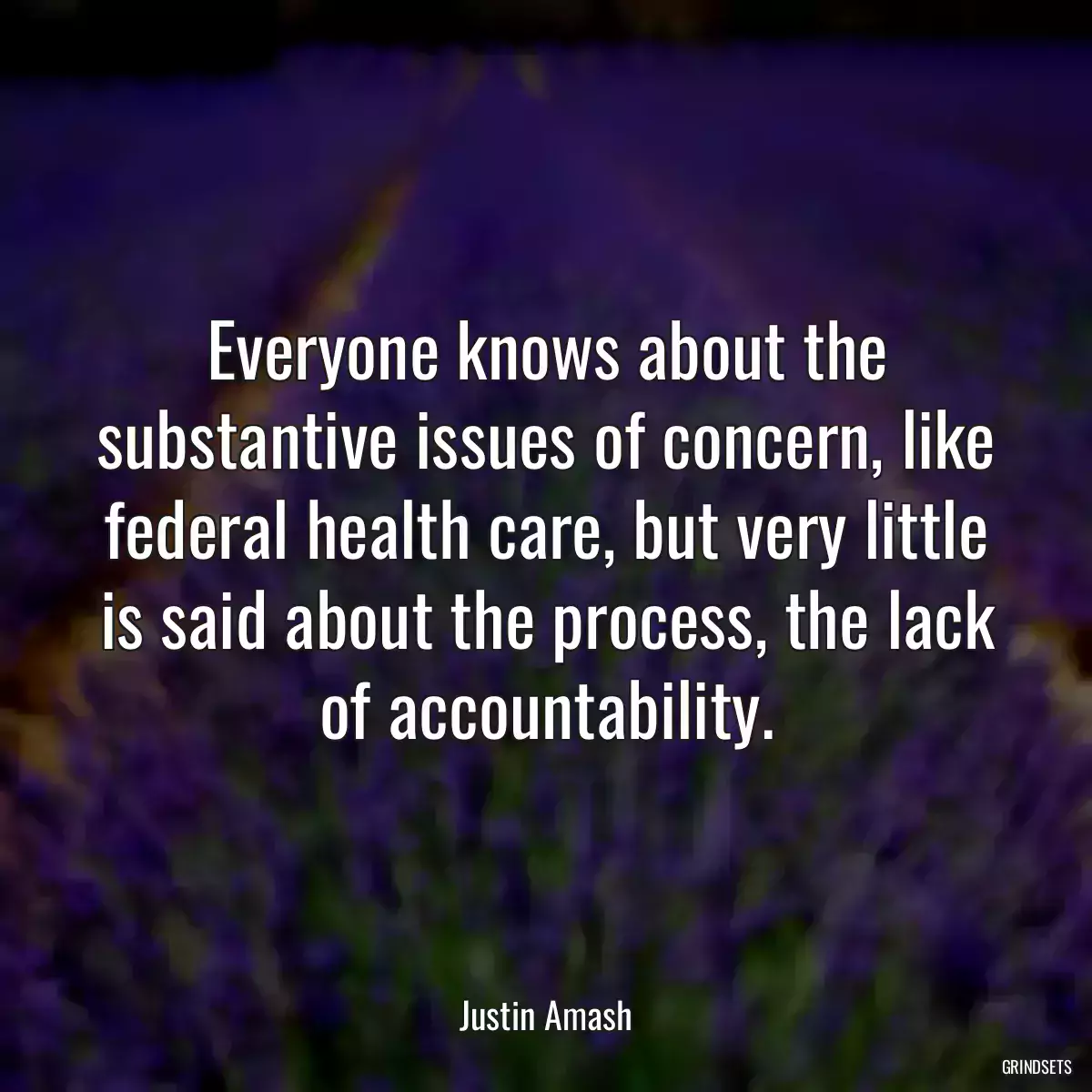 Everyone knows about the substantive issues of concern, like federal health care, but very little is said about the process, the lack of accountability.