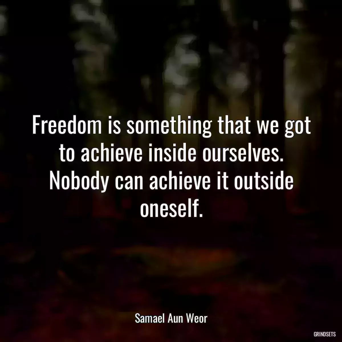 Freedom is something that we got to achieve inside ourselves. Nobody can achieve it outside oneself.