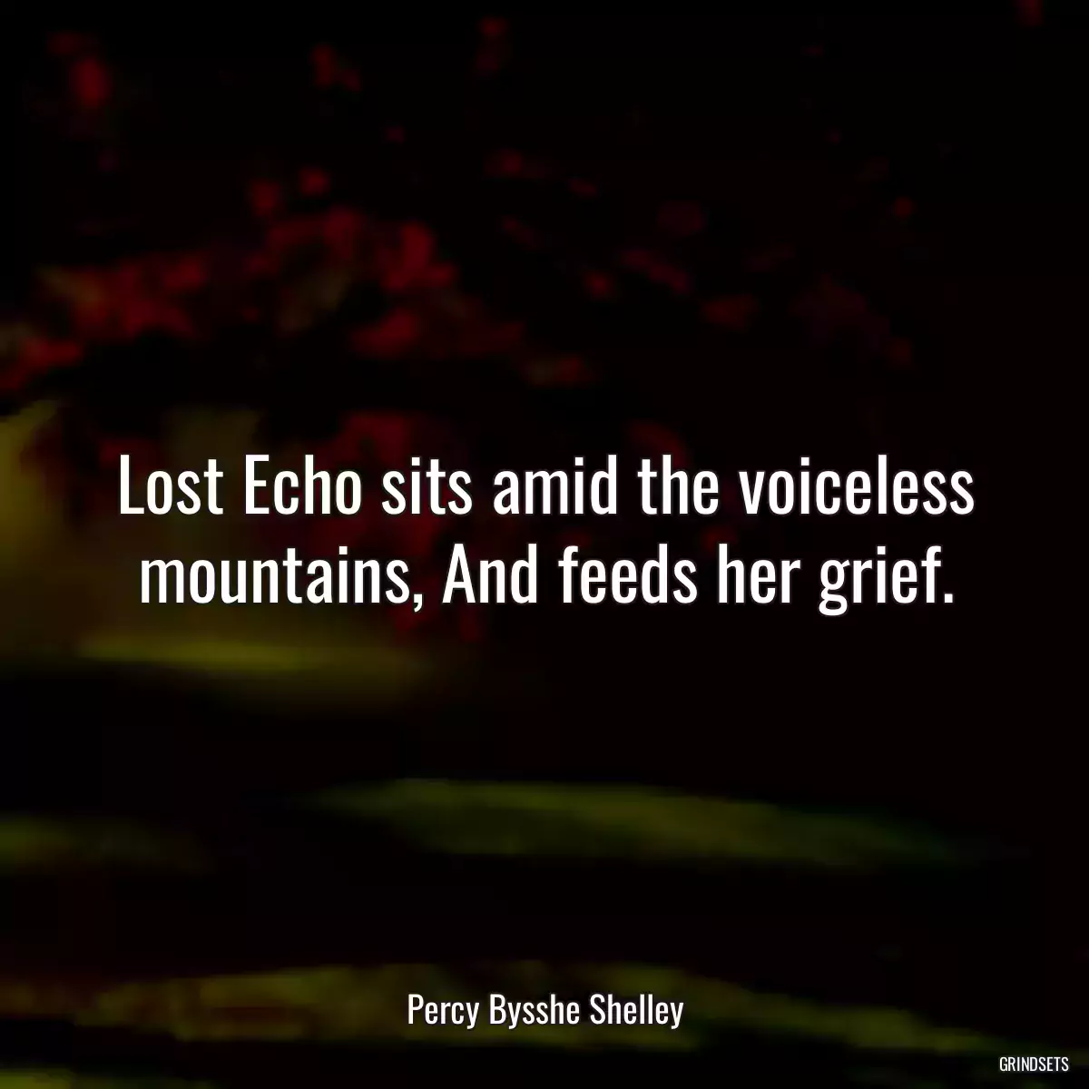 Lost Echo sits amid the voiceless mountains, And feeds her grief.