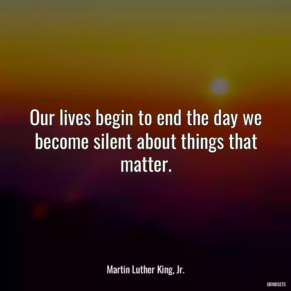 Our lives begin to end the day we become silent about things that matter.