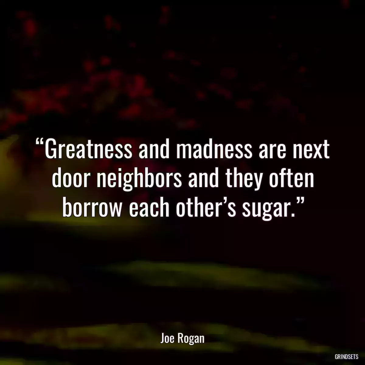 “Greatness and madness are next door neighbors and they often borrow each other’s sugar.”