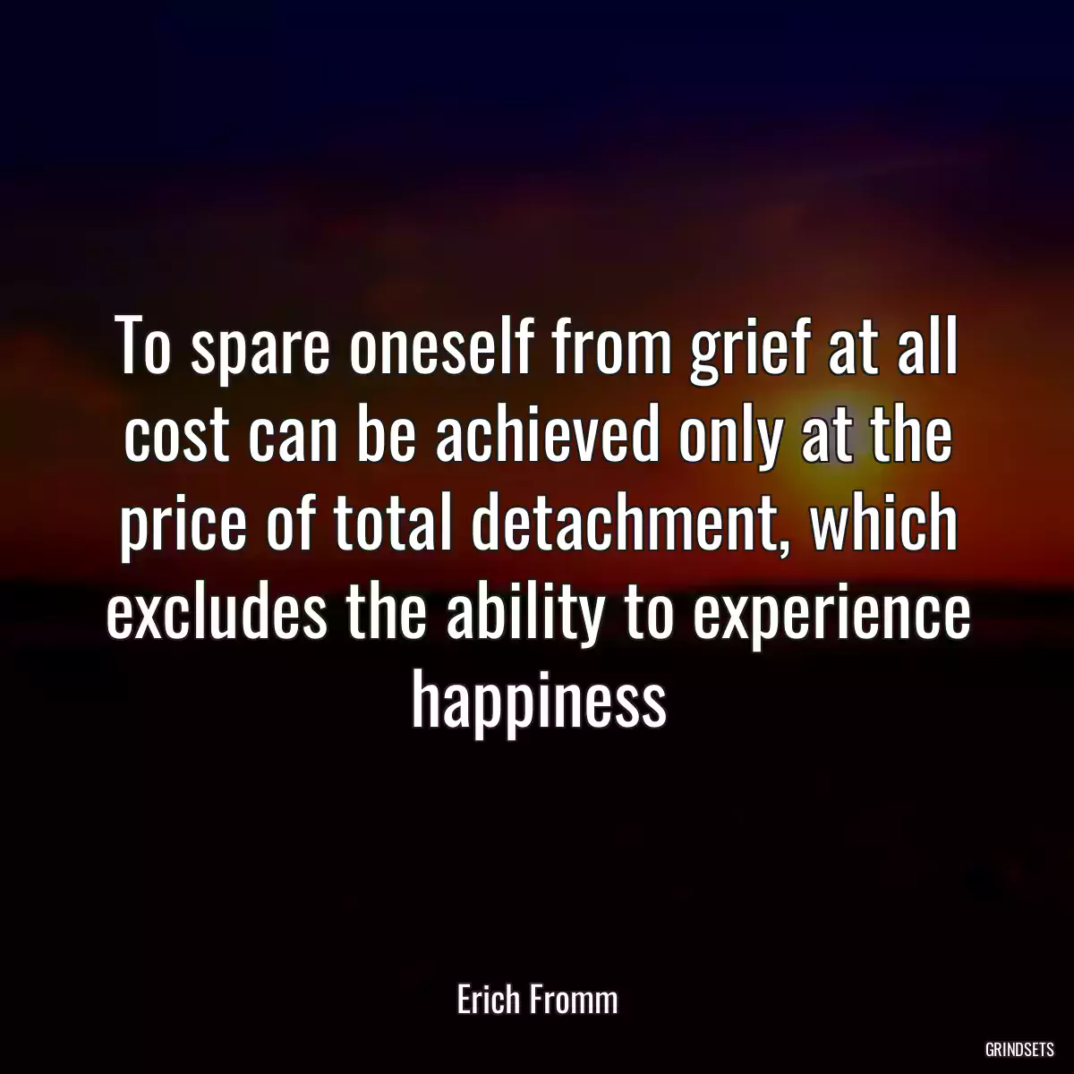 To spare oneself from grief at all cost can be achieved only at the price of total detachment, which excludes the ability to experience happiness