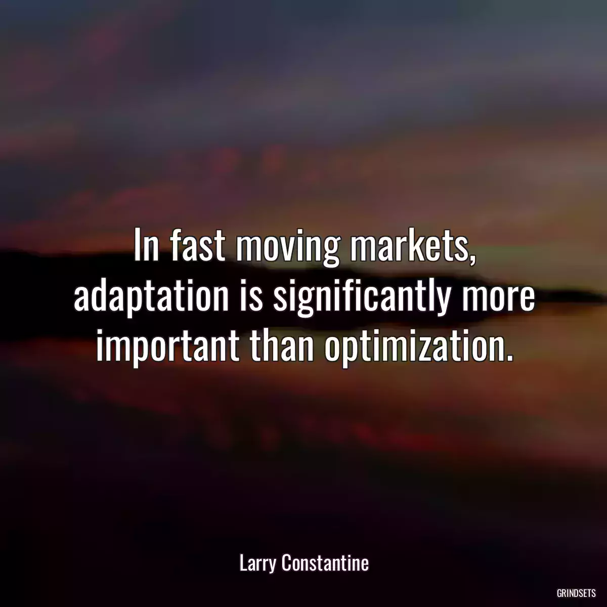 In fast moving markets, adaptation is significantly more important than optimization.