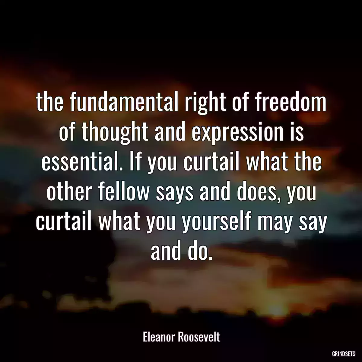 the fundamental right of freedom of thought and expression is essential. If you curtail what the other fellow says and does, you curtail what you yourself may say and do.