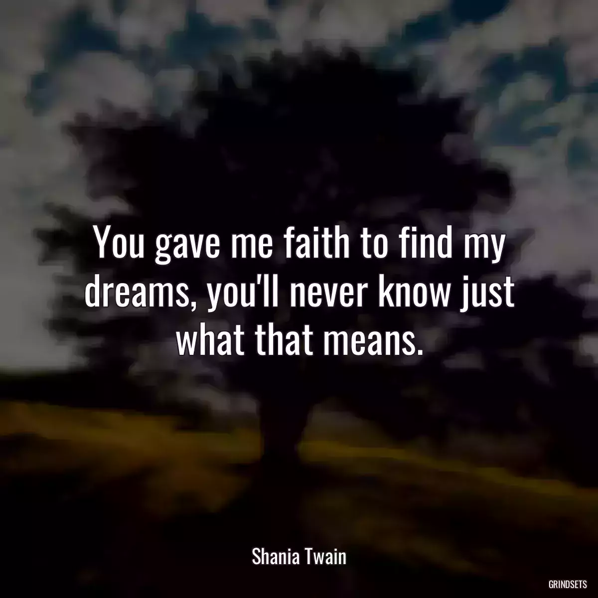 You gave me faith to find my dreams, you\'ll never know just what that means.