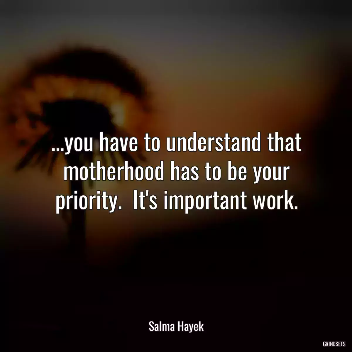 ...you have to understand that motherhood has to be your priority.  It\'s important work.