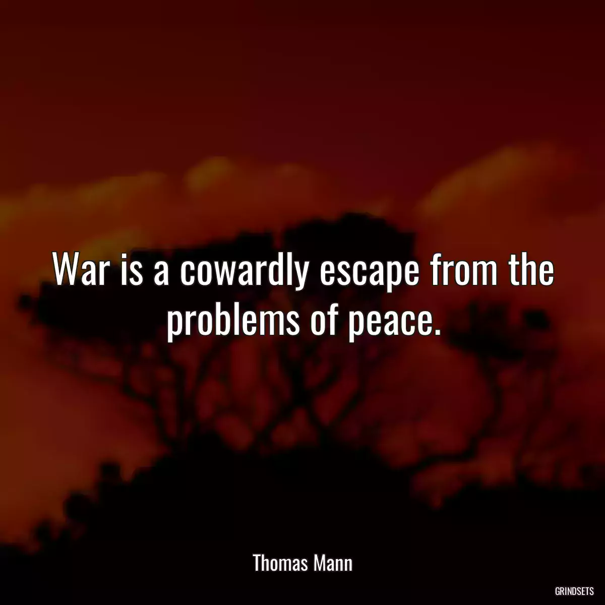 War is a cowardly escape from the problems of peace.