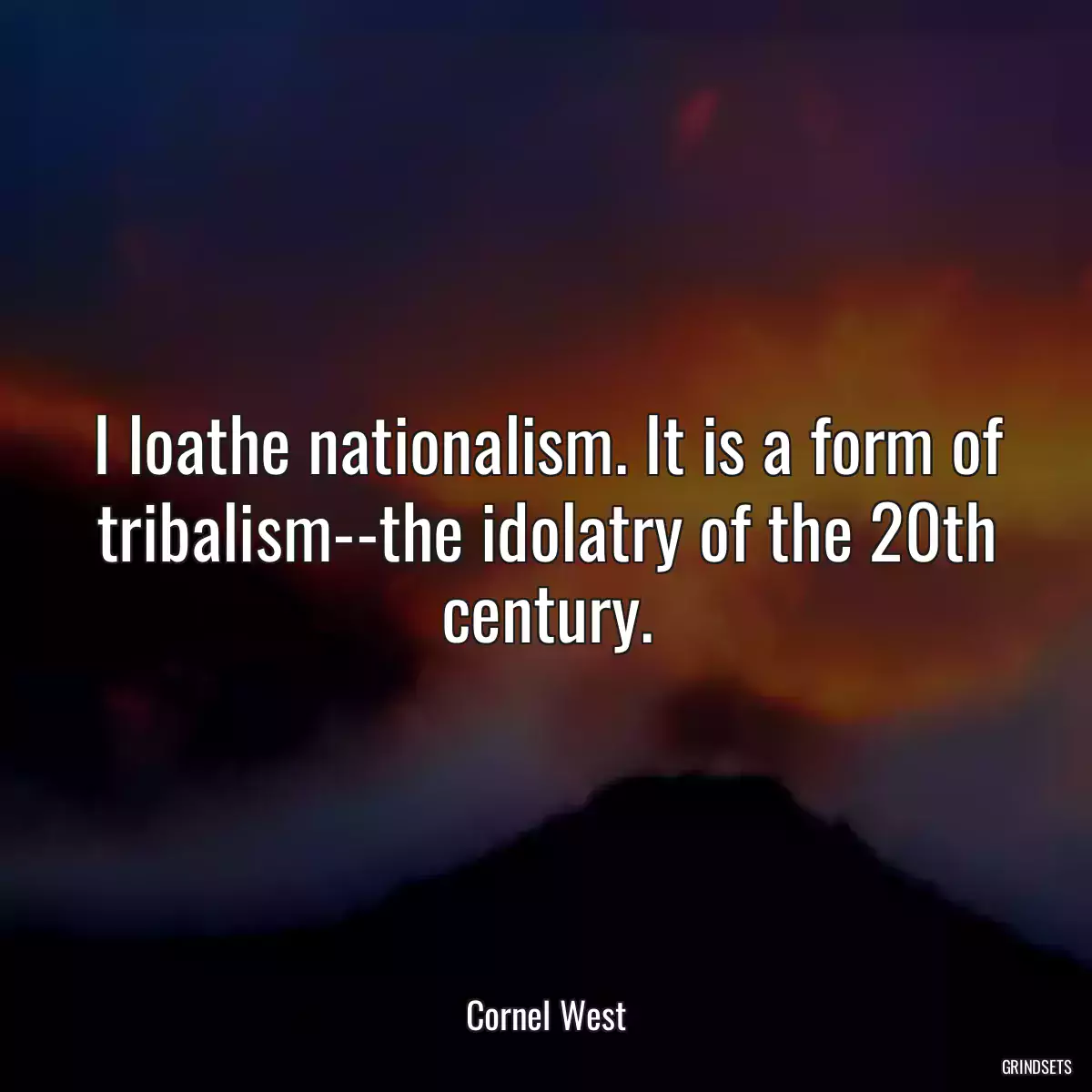 I loathe nationalism. It is a form of tribalism--the idolatry of the 20th century.