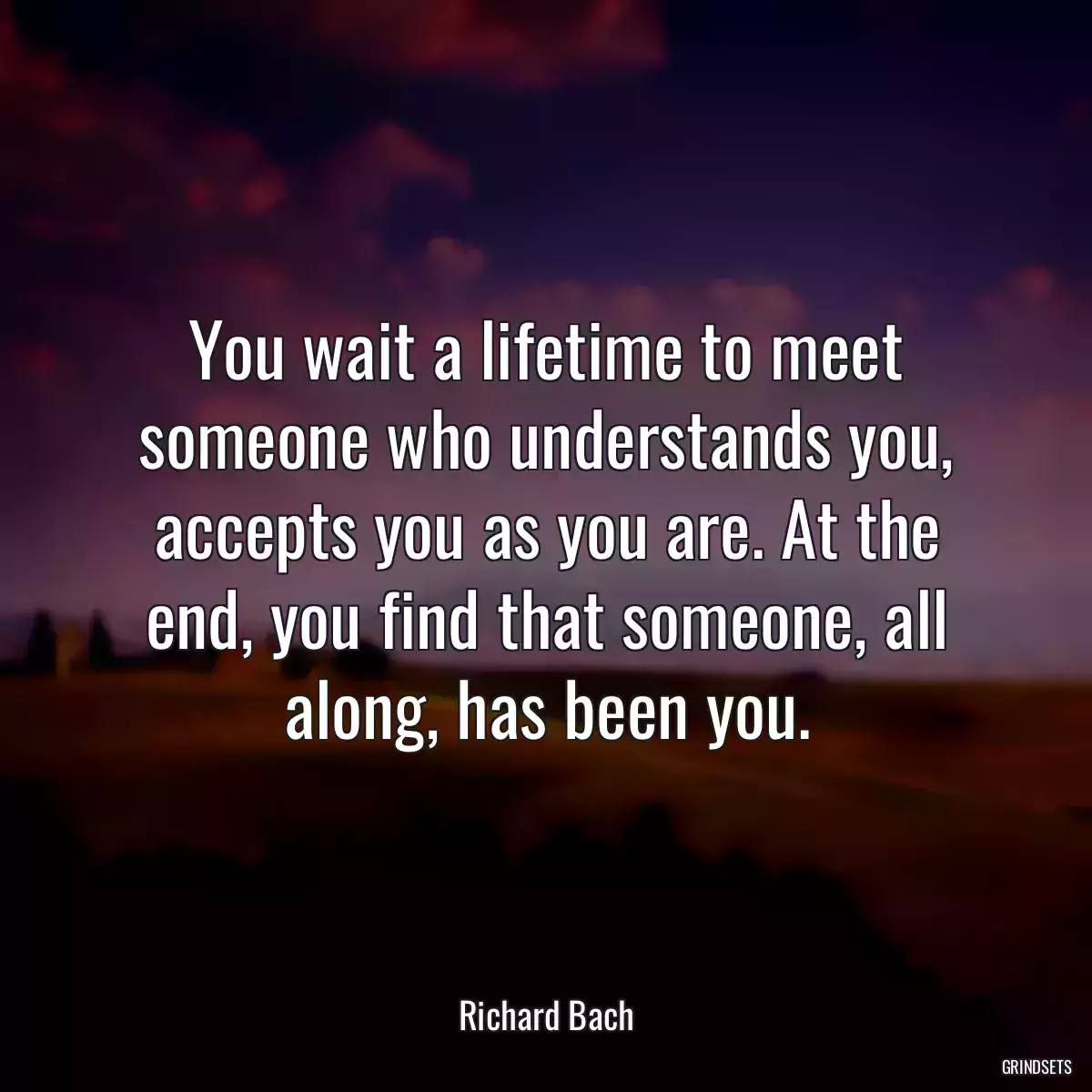 You wait a lifetime to meet someone who understands you, accepts you as you are. At the end, you find that someone, all along, has been you.