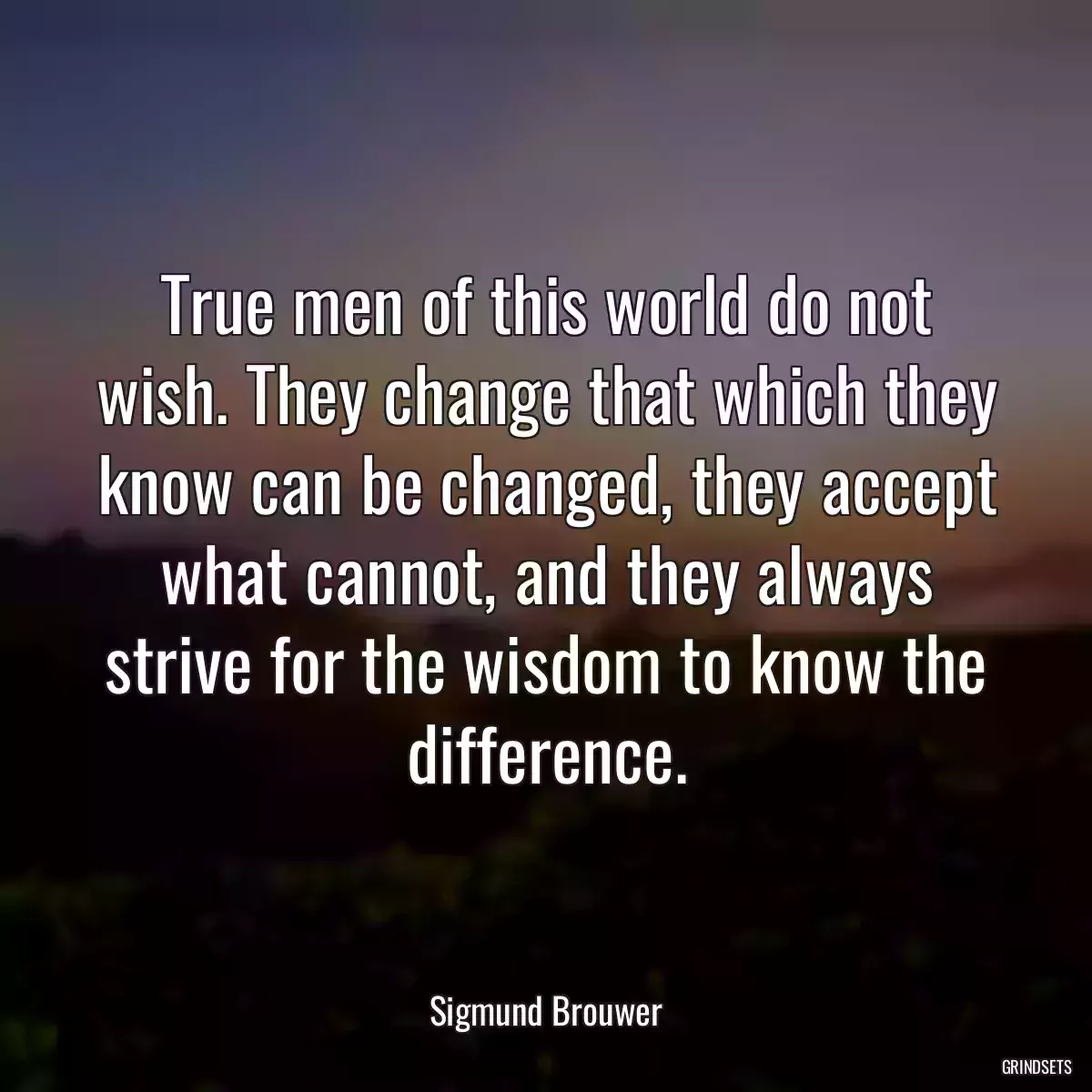 True men of this world do not wish. They change that which they know can be changed, they accept what cannot, and they always strive for the wisdom to know the difference.