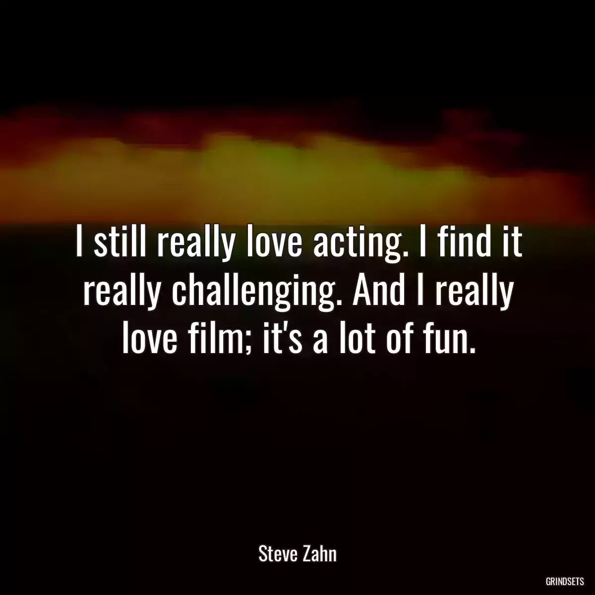 I still really love acting. I find it really challenging. And I really love film; it\'s a lot of fun.