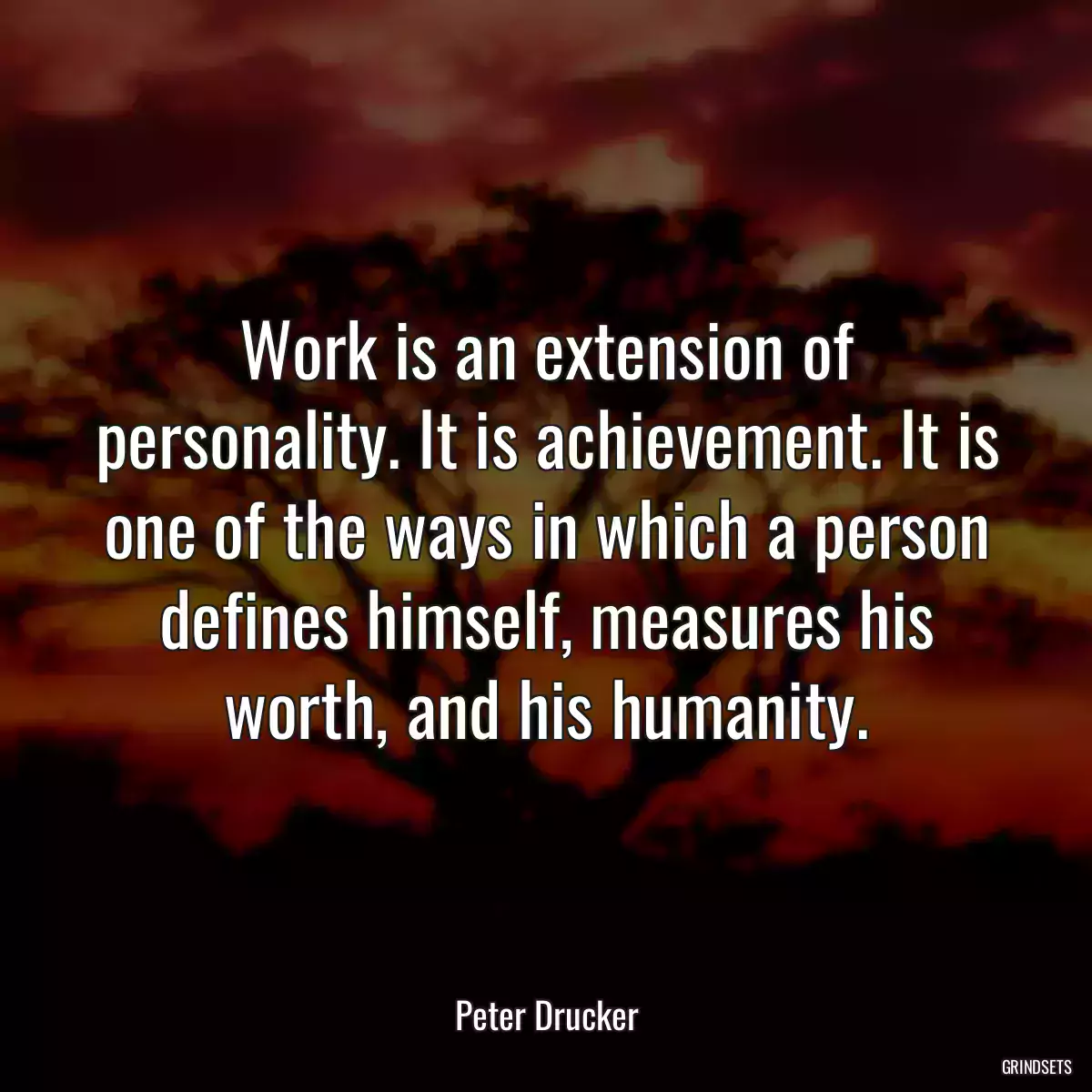Work is an extension of personality. It is achievement. It is one of the ways in which a person defines himself, measures his worth, and his humanity.