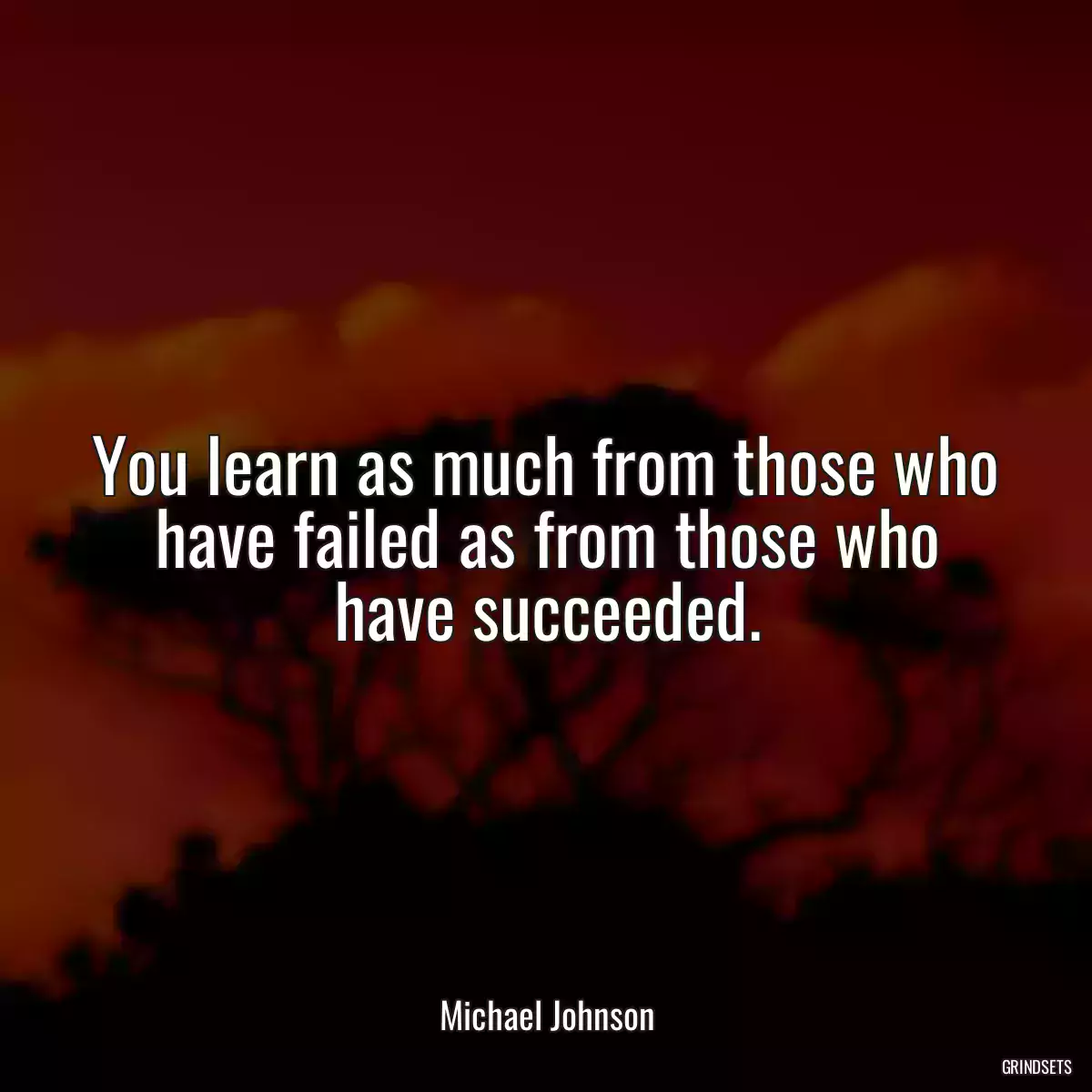 You learn as much from those who have failed as from those who have succeeded.