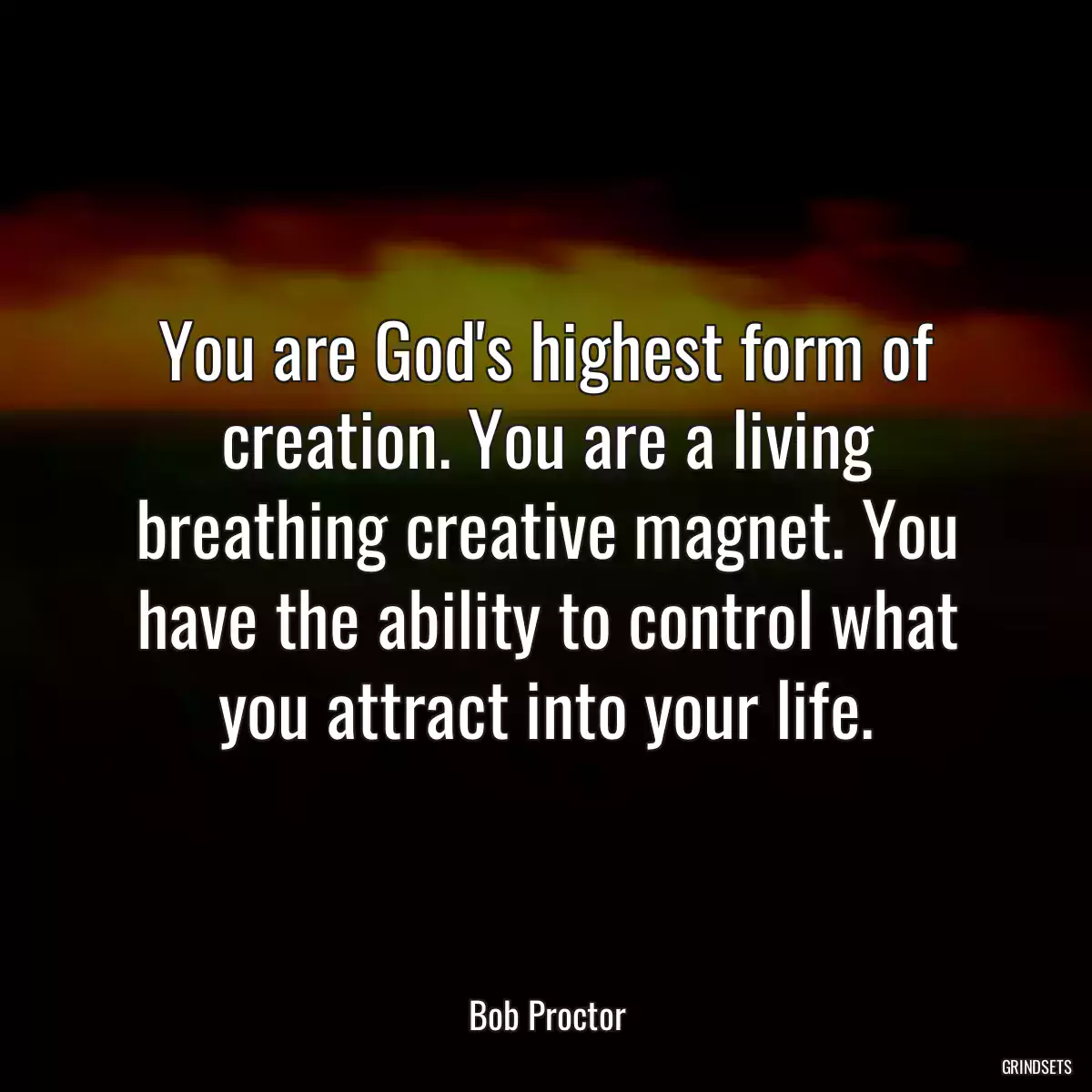 You are God\'s highest form of creation. You are a living breathing creative magnet. You have the ability to control what you attract into your life.