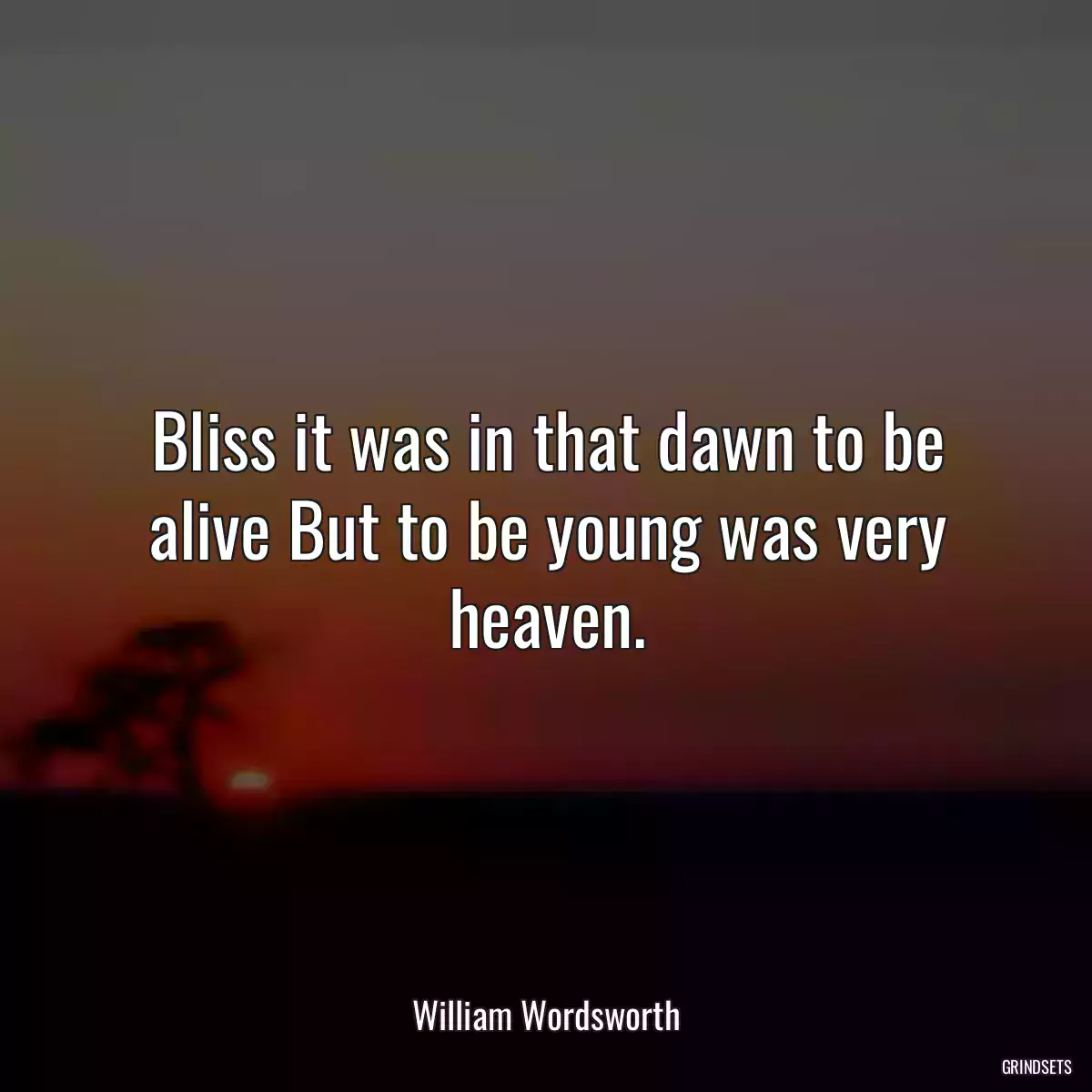 Bliss it was in that dawn to be alive But to be young was very heaven.