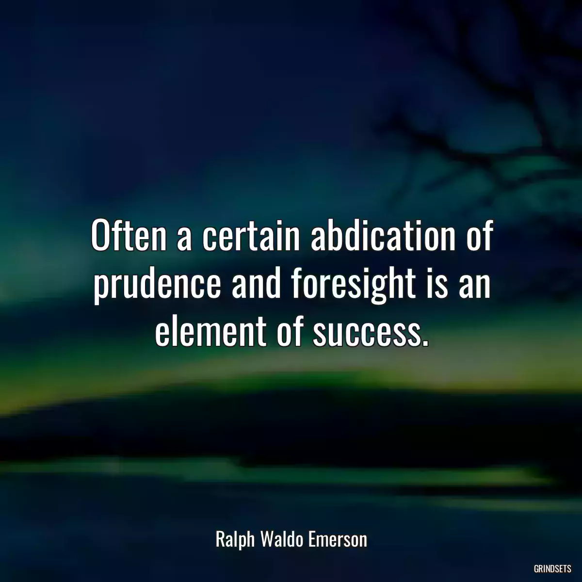 Often a certain abdication of prudence and foresight is an element of success.