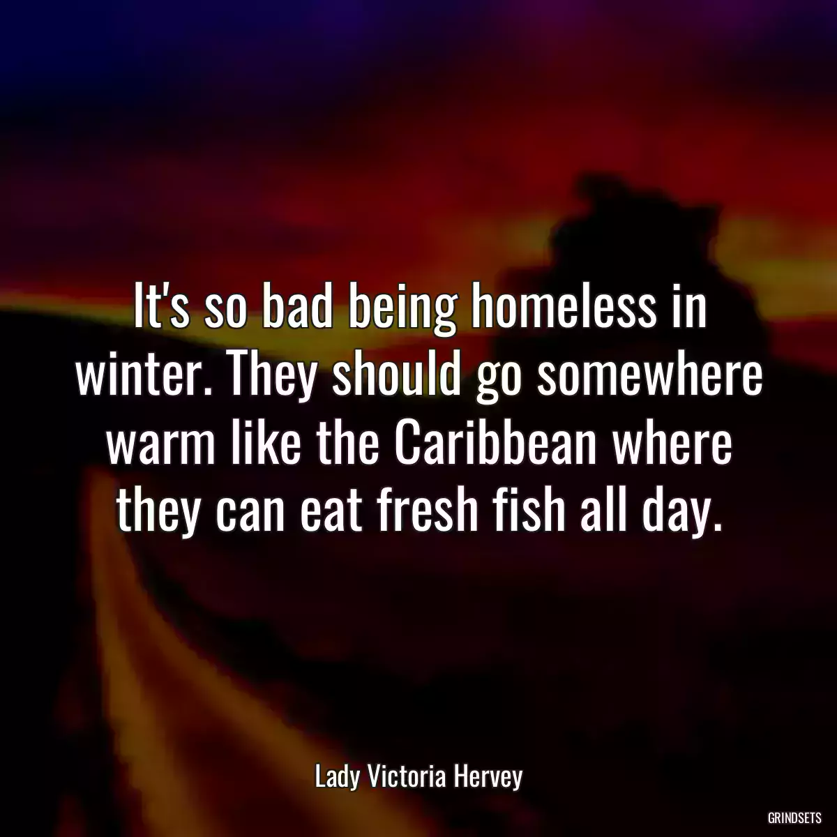 It\'s so bad being homeless in winter. They should go somewhere warm like the Caribbean where they can eat fresh fish all day.