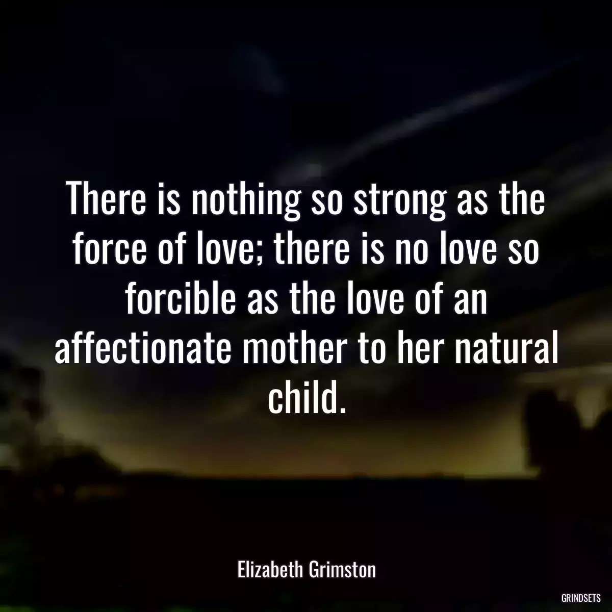 There is nothing so strong as the force of love; there is no love so forcible as the love of an affectionate mother to her natural child.