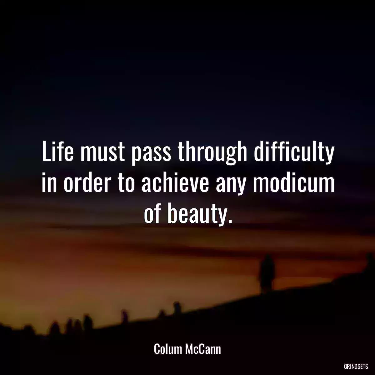 Life must pass through difficulty in order to achieve any modicum of beauty.