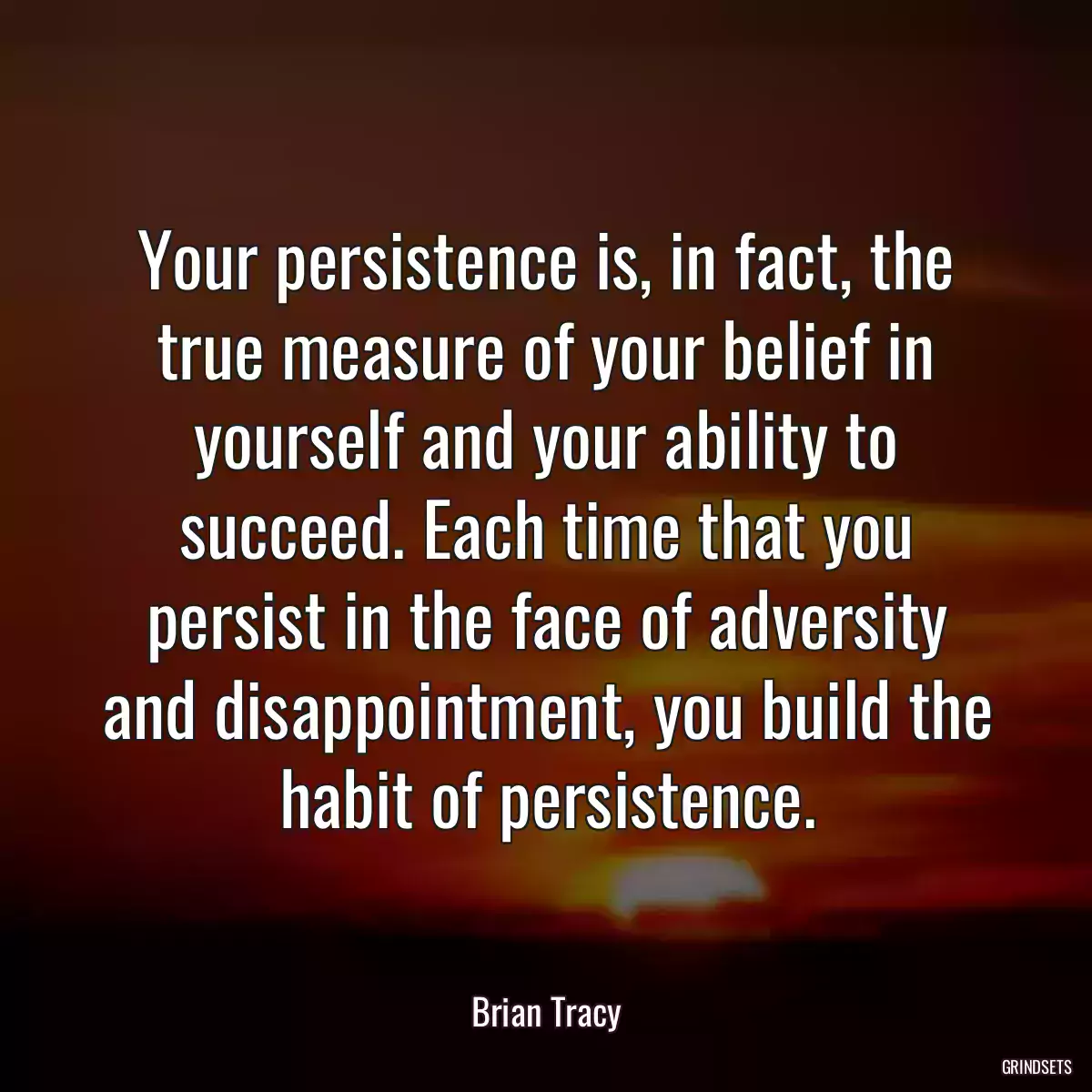 Your persistence is, in fact, the true measure of your belief in yourself and your ability to succeed. Each time that you persist in the face of adversity and disappointment, you build the habit of persistence.