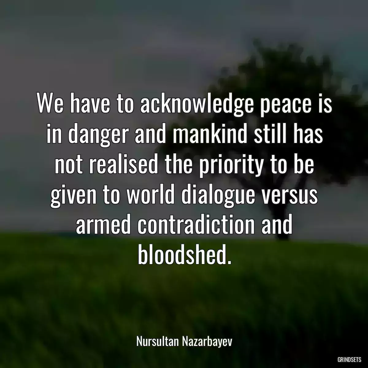 We have to acknowledge peace is in danger and mankind still has not realised the priority to be given to world dialogue versus armed contradiction and bloodshed.