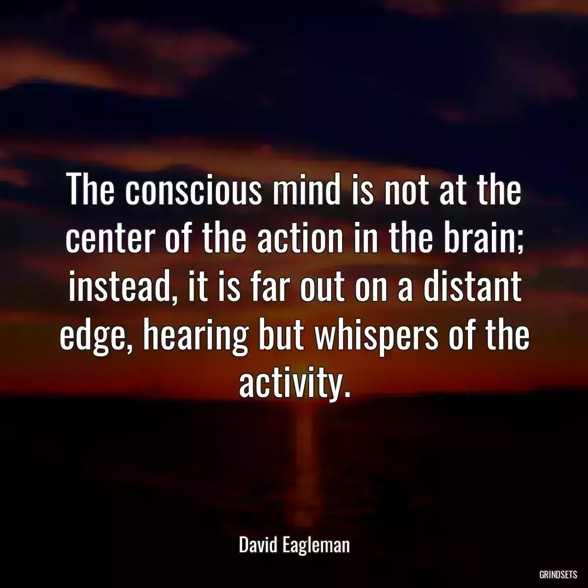 The conscious mind is not at the center of the action in the brain; instead, it is far out on a distant edge, hearing but whispers of the activity.