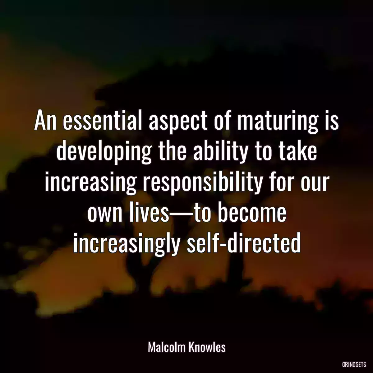 An essential aspect of maturing is developing the ability to take increasing responsibility for our own lives—to become increasingly self-directed