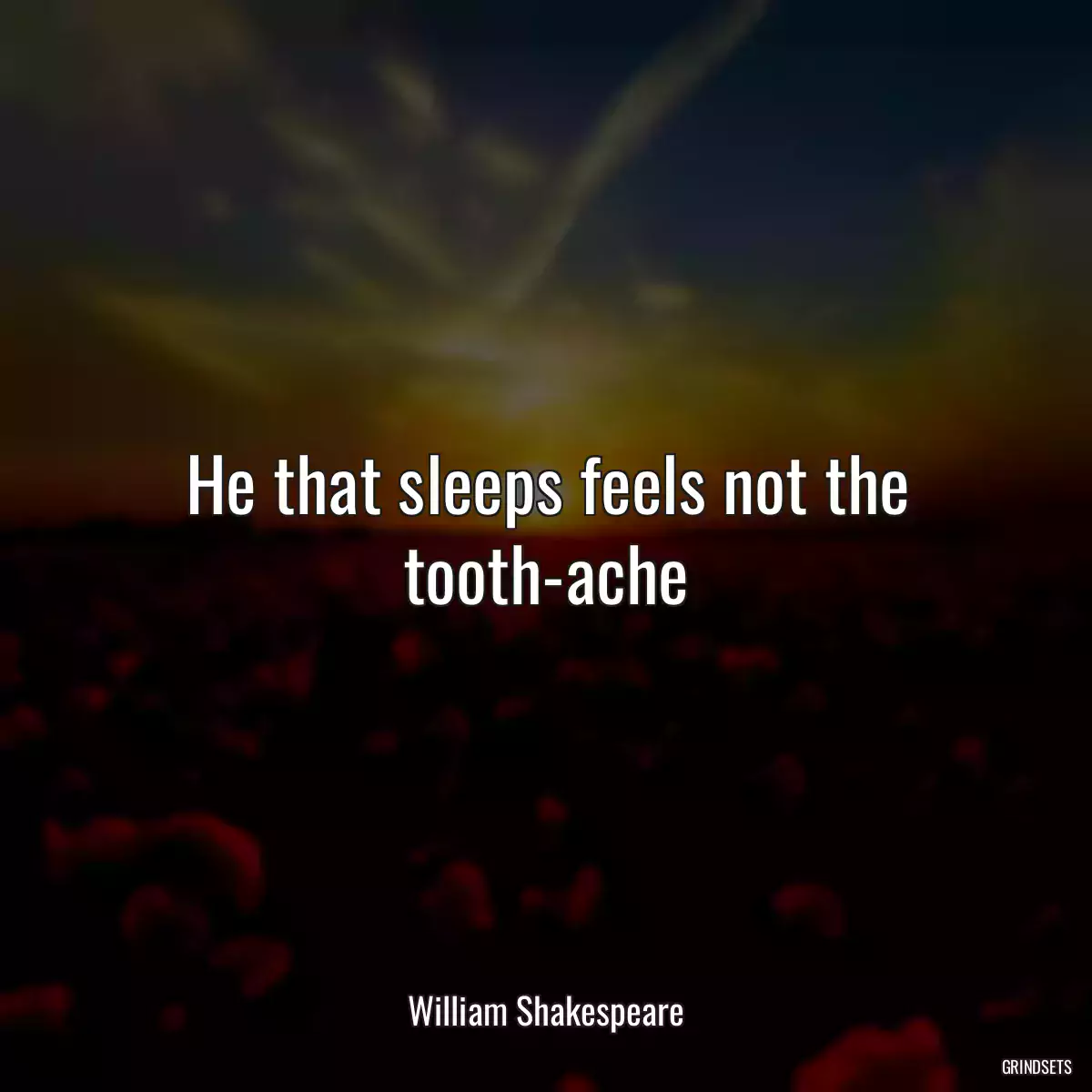 He that sleeps feels not the tooth-ache