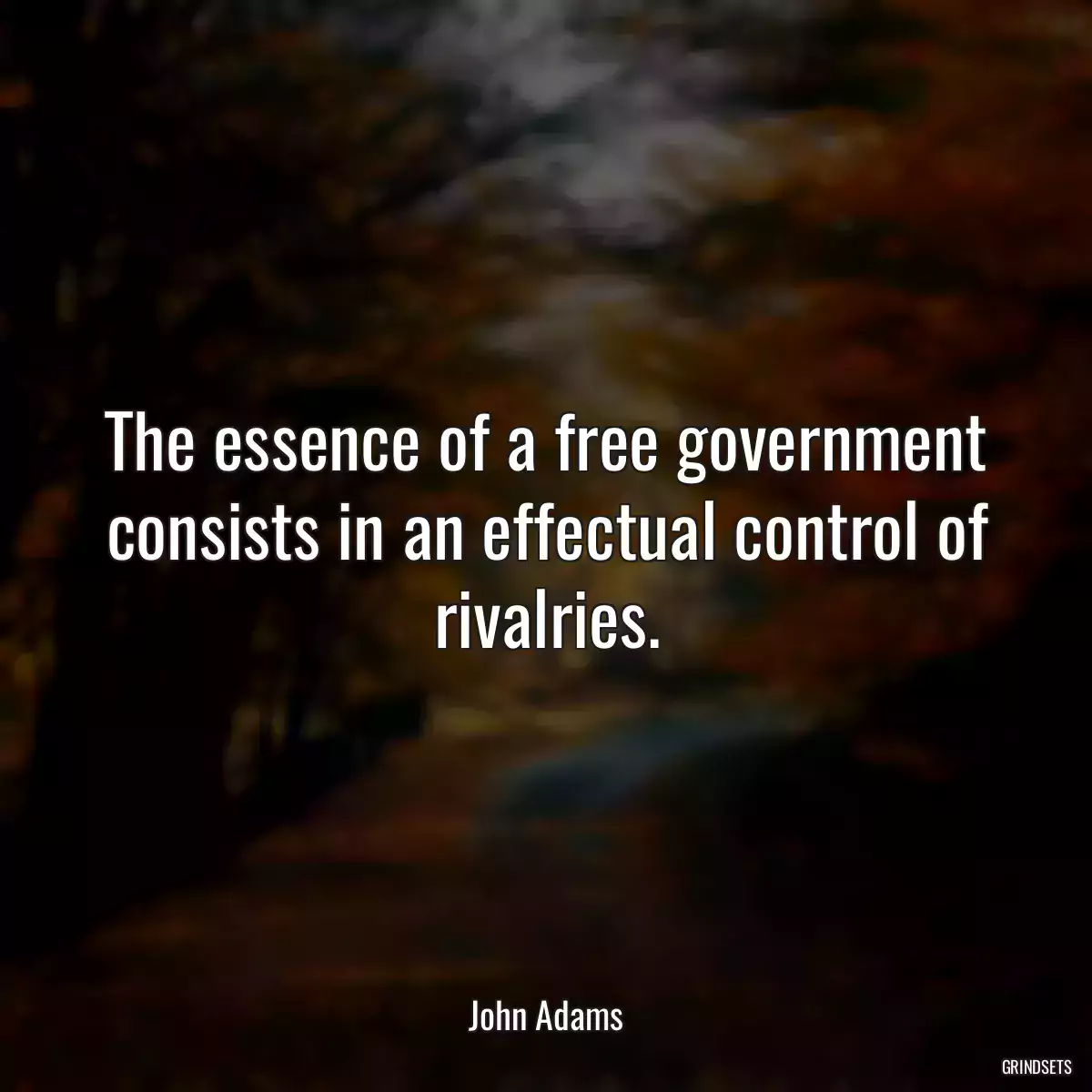 The essence of a free government consists in an effectual control of rivalries.