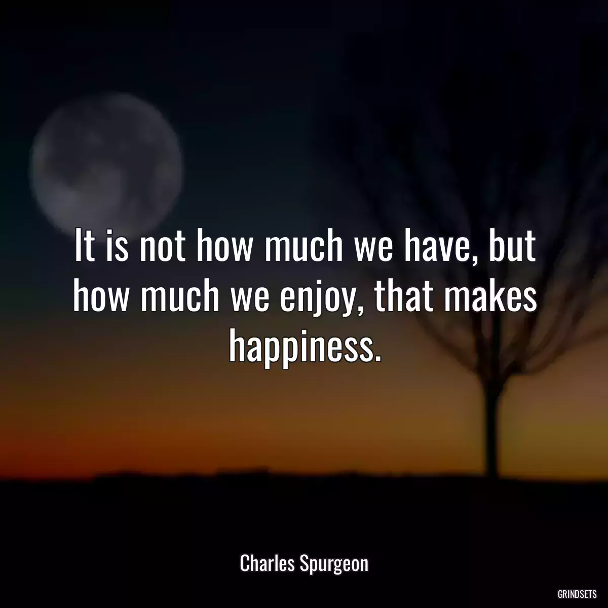 It is not how much we have, but how much we enjoy, that makes happiness.