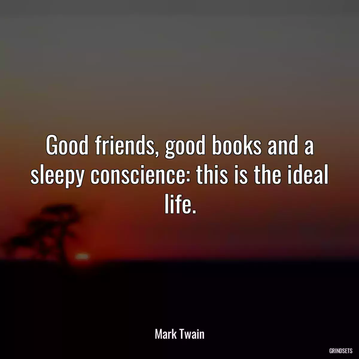 Good friends, good books and a sleepy conscience: this is the ideal life.